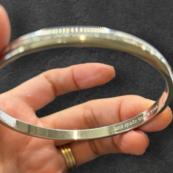 Kate Spade “Best Friend Ever” Silver Tone Rhinestone Bangle Bracelet - Picture 10 of 11
